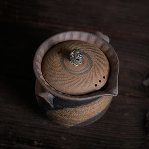 Handmade Retro Teapot With Wood-Fired Lidding Bowl, Ceramic Kung Fu Pu'Er Single Pot Tea Maker - acacuss