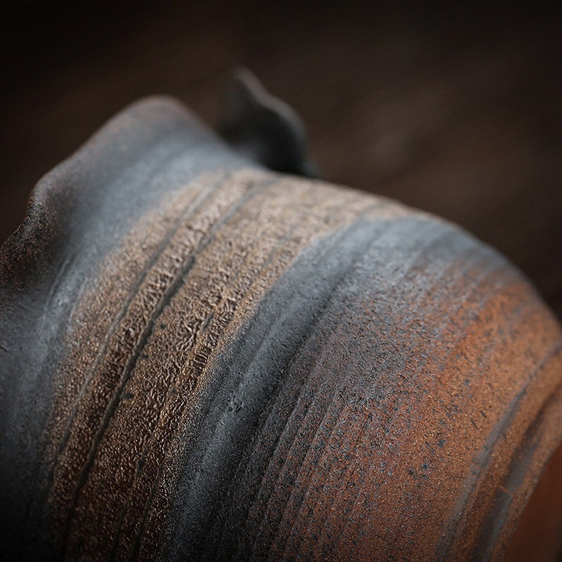 Handmade Retro Teapot With Wood-Fired Lidding Bowl, Ceramic Kung Fu Pu'Er Single Pot Tea Maker - acacuss