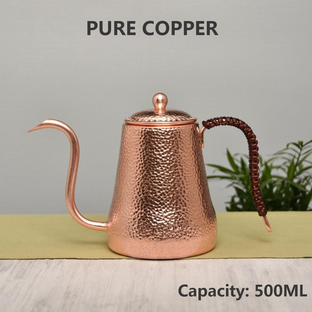 Handmade Vintage Unique  Copper Teapot Pure Copper tea kettle Teapot Solid Copper Tea pot Kettle Stovetop Teapot, 0.5Quarts - ACACUSS
