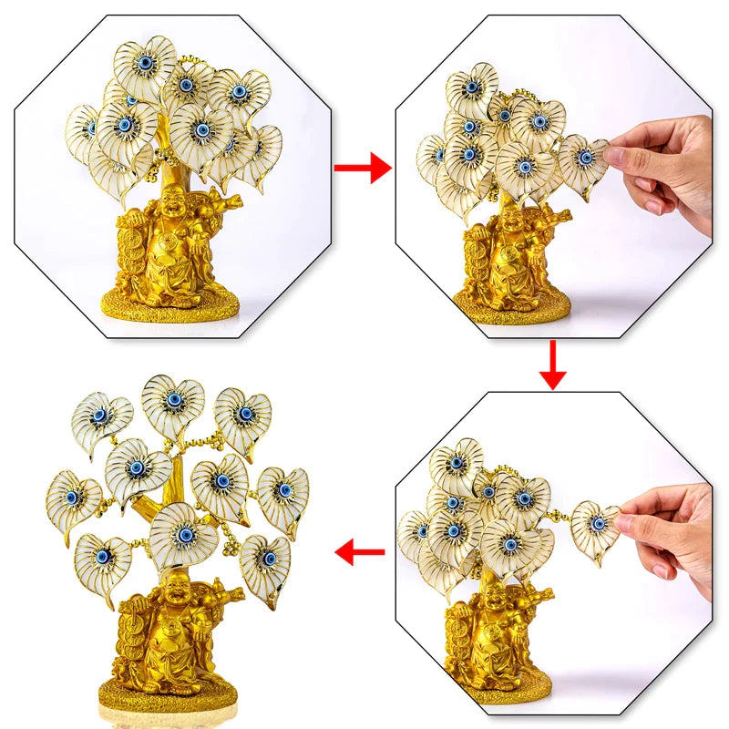 buddha money tree Turkish Evil Eye Tree With Painted Golden Buddha Statue Money Tree Sho – acacuss