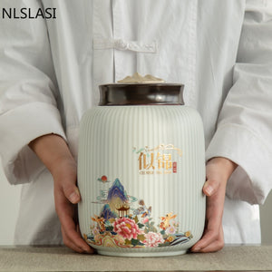 High-end Ceramics Tea Caddy Large Capacity Household Storage Tank Travel Sealed Tea Jar Coffee Powder Candy Spice Canister acacuss