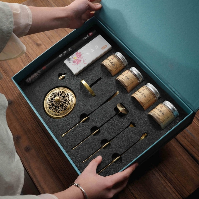 High end Fragrance Seal Gift Box Set Copper Seal Fragrance Complete Incense Path Entry Tool Seal Fragrance Tool Powder Gift acacuss