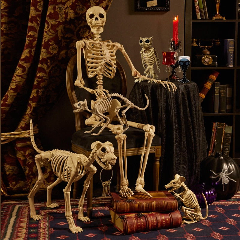 Hot Skeleton animal 100% Plastic Animal Skeleton Bones Horror Halloween Christmas Prop animal Crow Skeleton Decoration New Year acacuss