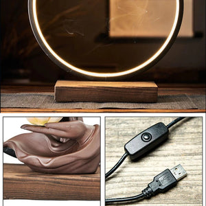 Incense burner holder Led Lamp BackFlow Incense Porch  Decoration Ceramic Lamp Ring Bergamot Lotus Heart - acacuss