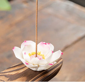 Waterfall Backflow Incense Burner Ladies Buddha Home Decoration Elk - Incense Stick Holder Buddha Decoration Ceramic Burner Handmade Flower - ACACUSS