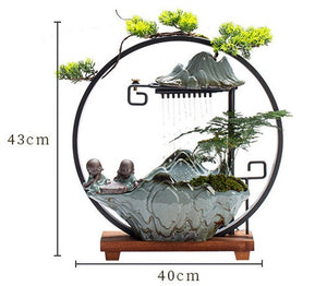 ACACUSS Ceramic Lotus Incense Burner Led Lamp Circulating Water Ornaments Make Money Modern Rockery Fountain Fish - ACACUSS