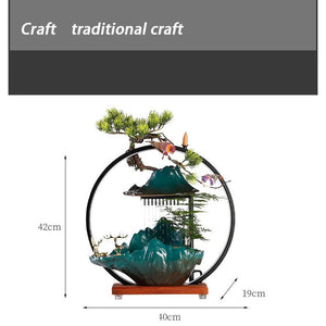 ACACUSS Ceramic Lotus Incense Burner Led Lamp Circulating Water Ornaments Make Money Modern Rockery Fountain Fish - ACACUSS