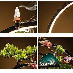 ACACUSS Ceramic Lotus Incense Burner Led Lamp Circulating Water Ornaments Make Money Modern Rockery Fountain Fish - ACACUSS