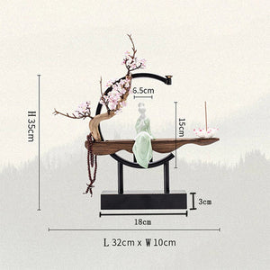 Waterfall Backflow Incense Burner Ladies Buddha Home Decoration Elk - Incense Stick Holder Buddha Decoration Ceramic Burner Handmade Flower - ACACUSS