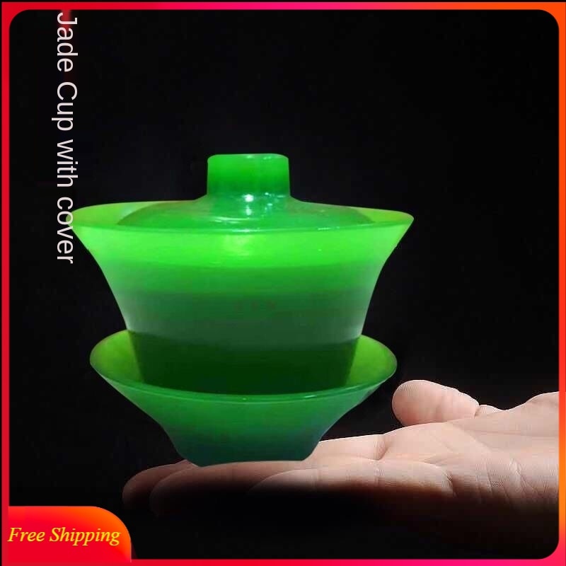 Jade Tea Tureen Teacup for Making Tea Heat-resistant Tea Set Chinese Kung Fu Gaiwan Tea Maker Lid Bowl with Saucer Tea Brew acacuss