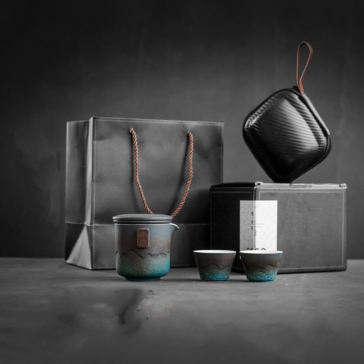 ACACUSS Ceramic Portable Travel Tea Set Outdoor Kung Fu Tea  I Japanese Ceramic Tea Cup with Infuser  I Mountain Pottery  Tea mug 450ml - ACACUSS