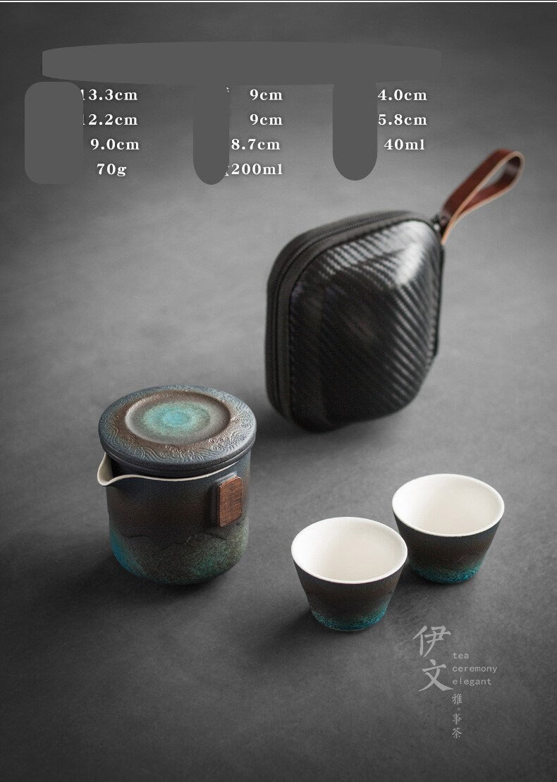 ACACUSS Ceramic Portable Travel Tea Set Outdoor Kung Fu Tea  I Japanese Ceramic Tea Cup with Infuser  I Mountain Pottery  Tea mug 450ml - ACACUSS