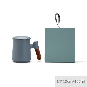 ACACUSS Japanese Ceramic Tea mug Set with Infuser and Lid Handmade Personalization Mountain Pottery  Tea mug 450ml - ACACUSS