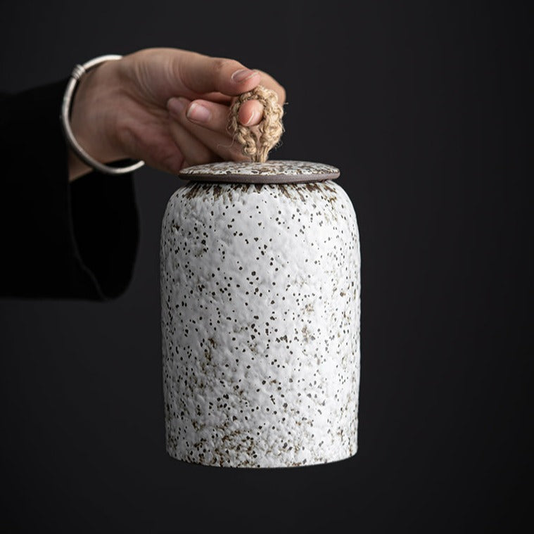 ACACUSS Japanese Ceramic Tea Container Cans Canister | Retro Stoneware | Ceramic Airtight pot Gong Fu | Candy Can | Tea Ceremony Accessories - ACACUSS