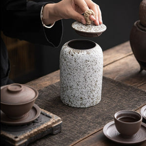 ACACUSS Japanese Ceramic Tea Container Cans Canister | Retro Stoneware | Ceramic Airtight pot Gong Fu | Candy Can | Tea Ceremony Accessories - ACACUSS