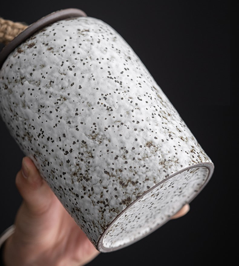 ACACUSS Japanese Ceramic Tea Container Cans Canister | Retro Stoneware | Ceramic Airtight pot Gong Fu | Candy Can | Tea Ceremony Accessories - ACACUSS