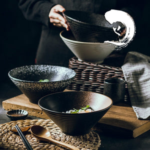 Japanese creative tableware set, commercial bamboo hat ceramic bowl, household large ramen, rice, noodles, soup bowl acacuss