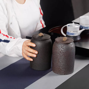 Japanische Teedosen aus Keramik, Retro-Steingut, luftdicht, Gong-Fu aus Keramik, für Süßigkeiten, Tee-Zeremonie-Zubehör - acacuss