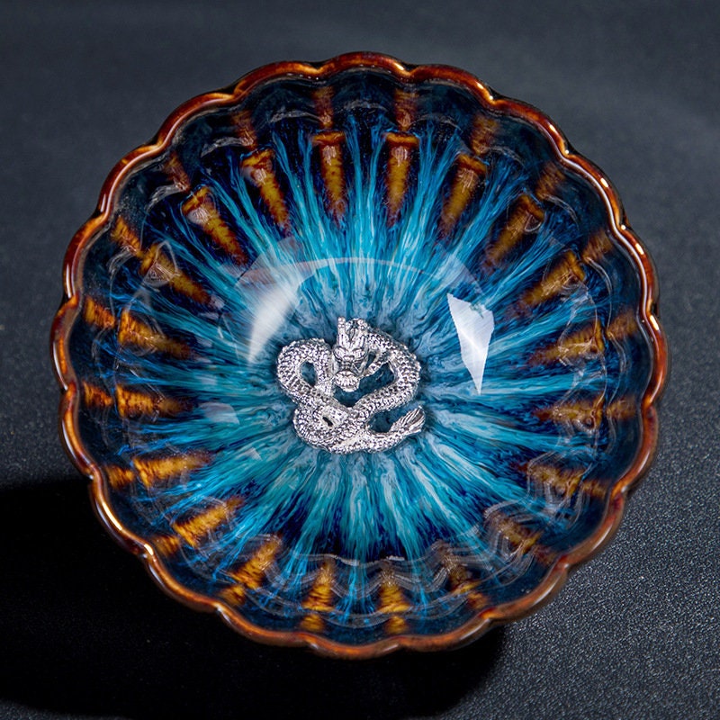 ACACUSS Jianzhan Teacup Jianyang Tianmu Glaze Inlaid Silver Oil Dripping Tea Bowl Inlaid Silver Tea Cup Whitebait Master Cup Kungfu Tea - ACACUSS
