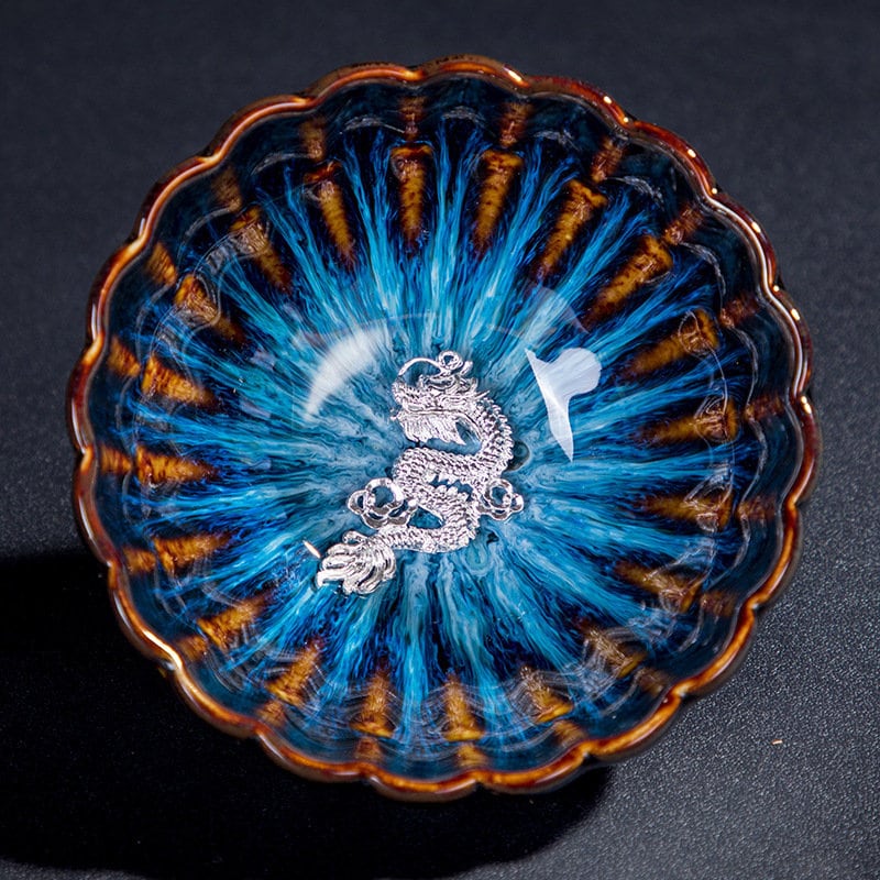 ACACUSS Jianzhan Teacup Jianyang Tianmu Glaze Inlaid Silver Oil Dripping Tea Bowl Inlaid Silver Tea Cup Whitebait Master Cup Kungfu Tea - ACACUSS