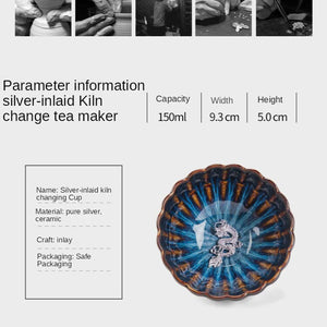 ACACUSS Jianzhan Teacup Jianyang Tianmu Glaze Inlaid Silver Oil Dripping Tea Bowl Inlaid Silver Tea Cup Whitebait Master Cup Kungfu Tea - ACACUSS