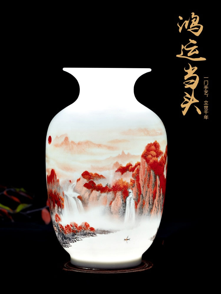 Jingdezhen Ceramic Vase Vintage Chinese Traditional Vases Home Decoration Animal Vase Fine Smooth Surface Furnishing Articles acacuss