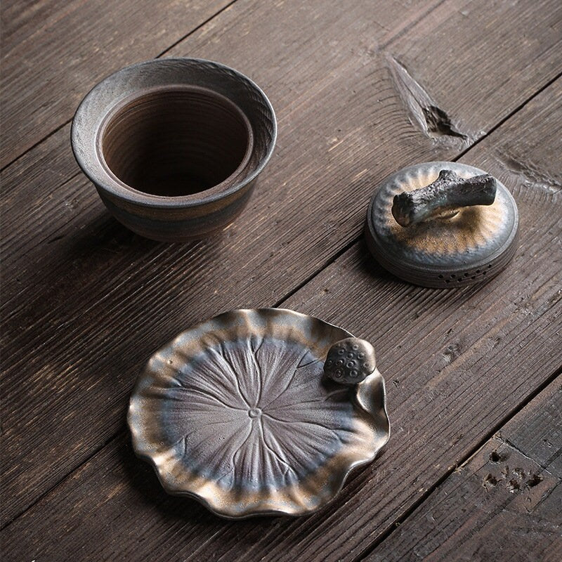 Jingdezhen Wood-fired Gaiwan Kung fu Iron-glazed Tea Bowl - acacuss