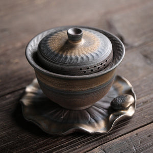 Jingdezhen Wood-fired Gaiwan Kung fu Iron-glazed Tea Bowl - acacuss