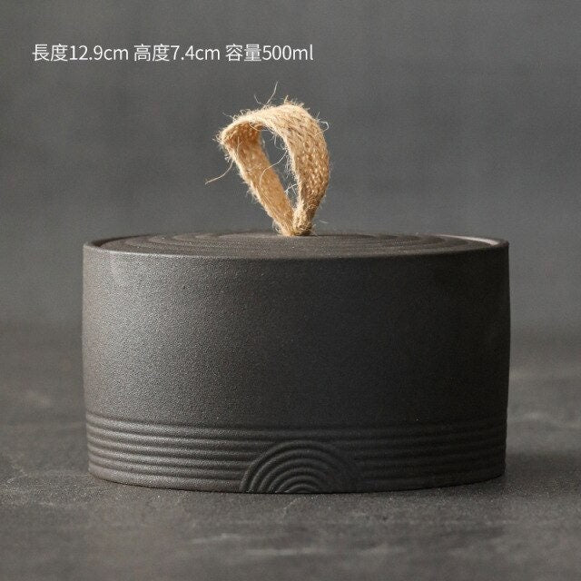 ACACUSS Kitchen Canister Storage spice & coffee jars | Retro Stoneware | Ceramic Airtight pot Gong Fu | Candy Can - ACACUSS