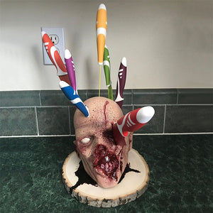 Kitchen Storage Head Holder Skull Kitchen Fruit Knife Storage Rack Ornament Party Fruit Storage Rack Halloween Ornament Gift acacuss