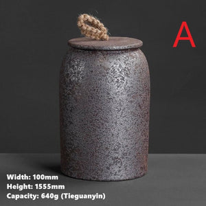 ACACUSS Kitchen Vintage Storage cookie & Sugar jar | Retro Stoneware | Ceramic Airtight pot Gong Fu | Candy Can | Tea Ceremony Accessories - ACACUSS