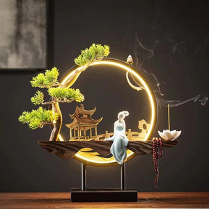Waterfall Backflow Incense Burner Ladies Buddha Home Decoration Elk - Incense Stick Holder Buddha Decoration Ceramic Burner Handmade Flower - ACACUSS