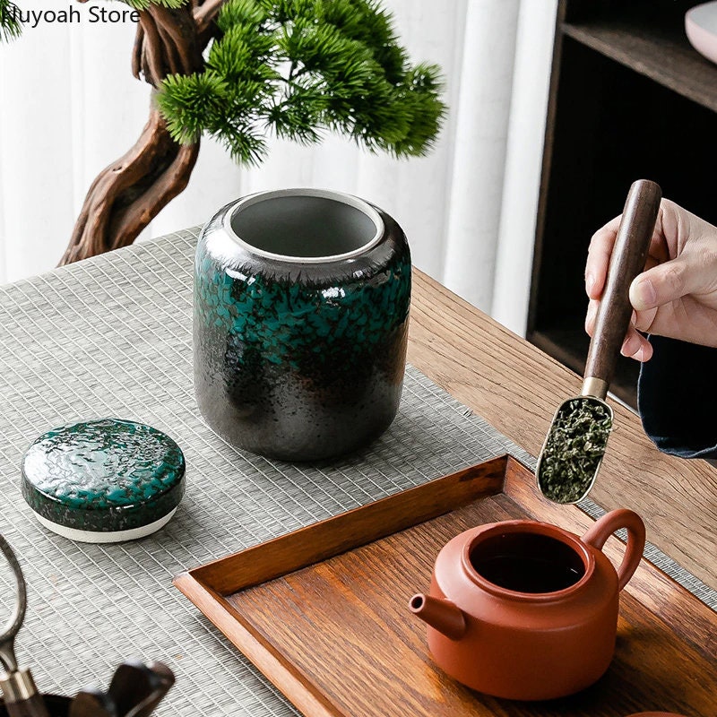 ACACUSS Tea Caddy and Coffee Container  | Ceramic jar | Ceramic Tea Tin Airtight pot Gong Fu | tea storage box| Tea Ceremony Accessories - ACACUSS