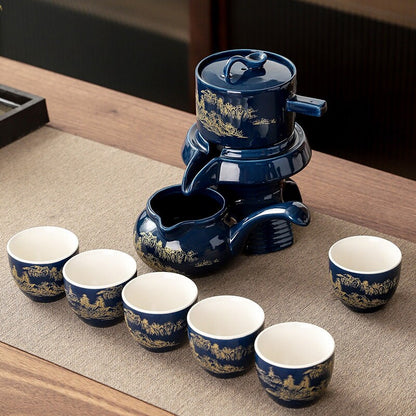 ACACUSS Lazy Semi Automatic Tea Set Household Whole Set I Japanese Ceramic Tea Cup with Infuser  I Ceramic Kung Fu Tea Set - ACACUSS