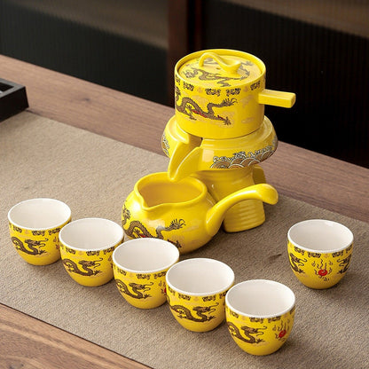 ACACUSS Lazy Semi Automatic Tea Set Household Whole Set I Japanese Ceramic Tea Cup with Infuser  I Ceramic Kung Fu Tea Set - ACACUSS