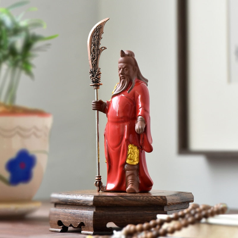 Lucky Guan Gong God Statue Guan Yu Ceramic Figure Living Room Wine Cabinet Office Desktop Tea Table Ornament Home Decor acacuss