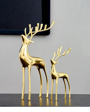Luxury deer decor Metal brass Deer combination Golden reindeer statue deer Sculpture Home Living room Table decoration acacuss