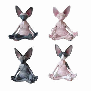 Meditation Yoga Happy Cat Whimsical Buddha Sphinx Cat Statue Art Deco Sculpture Outdoor Garden Statue acacuss