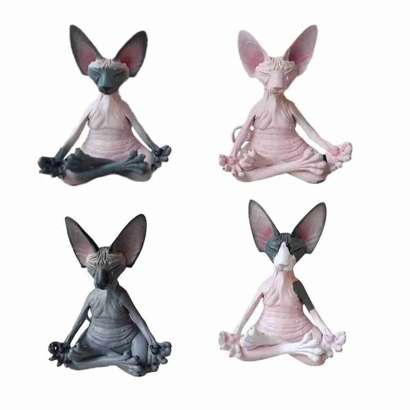 Meditation Yoga Happy Cat Whimsical Buddha Sphinx Cat Statue Art Deco Sculpture Outdoor Garden Statue acacuss