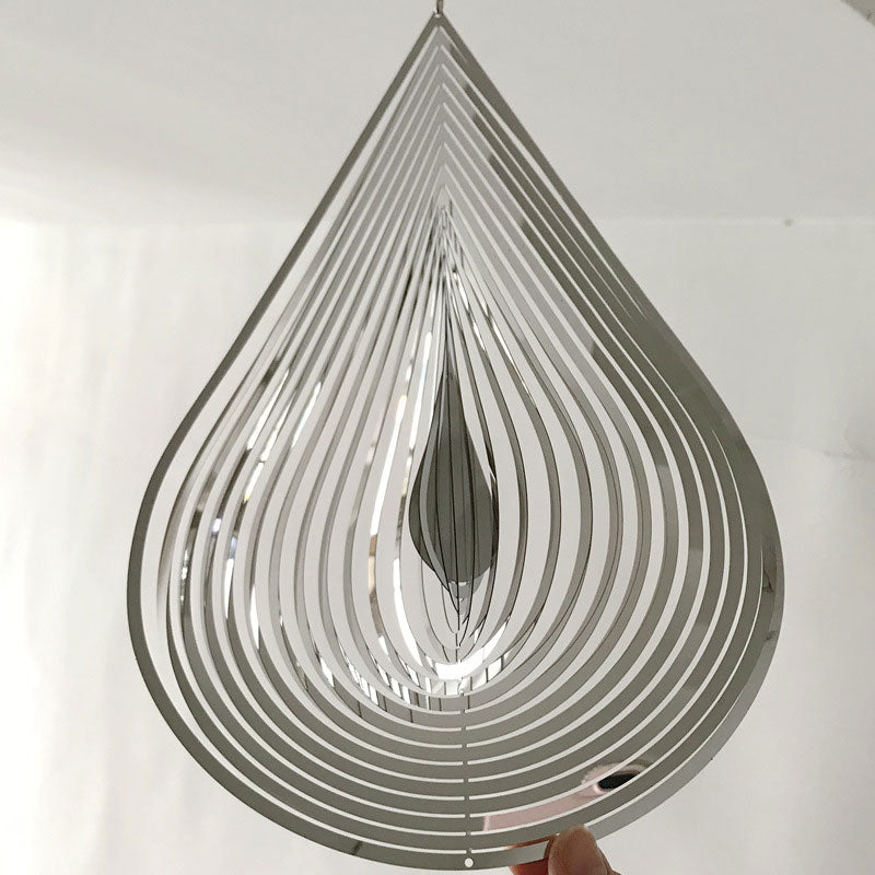Metal 3D Wind Spinner Chimes Bedroom Indoor Room Outdoor Decor Heart Square Drop Shape Carving Craft Metal 3D Rotating Windchime acacuss