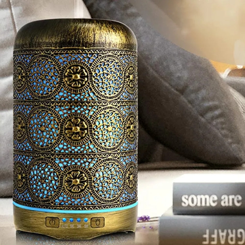 Metal Aromatherapy Machine 260ml Essential Oils Diffuser Air Humidifier 7 Colors Night Light Auto Shut Off Timer Office Bedroom acacuss