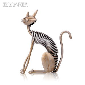 Metal Sculpture Iron Art Cat Handmade Crafts for Office Desk Home Decoration Furnishing Ornaments Statues Gifts acacuss