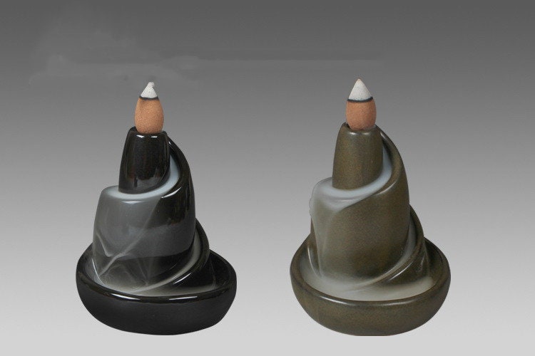 Minimalist Ceramic Incense burner waterfall Sandalwood Smoke - acacuss