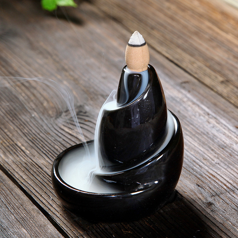 Minimalist Ceramic Incense burner waterfall Sandalwood Smoke - acacuss