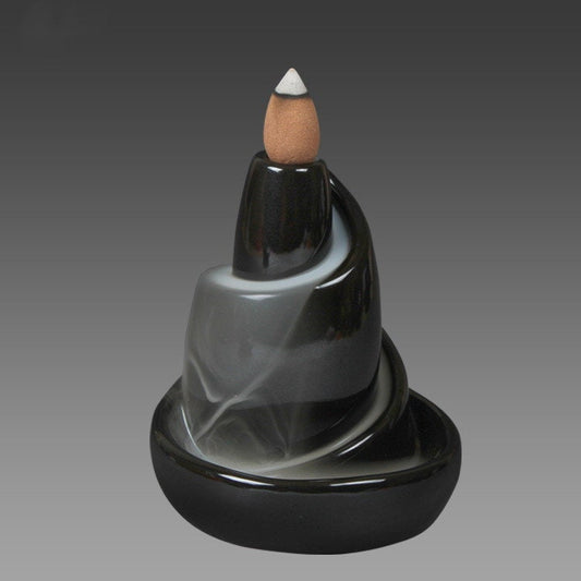 Minimalist Ceramic Incense burner waterfall Sandalwood Smoke - acacuss