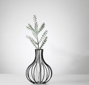 Modern Iron Golden Glass Vase Metal Wire Decorative Glass Tube Vase/Flower Vase Pot/Unique Handmade Home Decor/Living Room Office Table Vase - ACACUSS