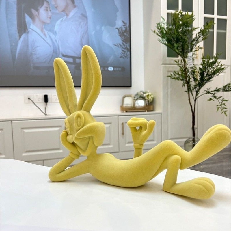 Modern Minimalist Cartoon Bugs Bunny Resin Handicraft Ornaments, Porch Living Room TV Cabinet Bedroom Desktop Home Decorations acacuss
