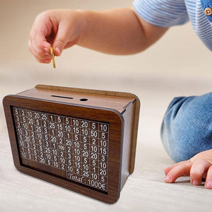 Money Box Piggy Bank Wood Money Bank Reusable Money Box with Saving Goal and Numbers To Check for Helps The Habit of Saving acacuss