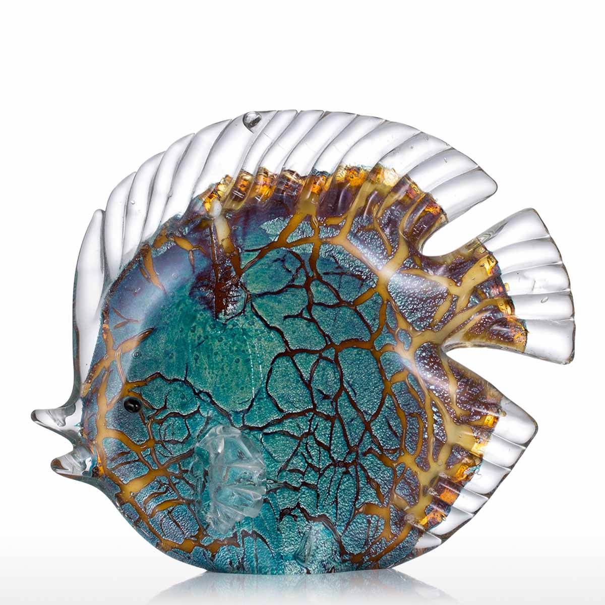 Multicolor Spotted Tropical Fish Delicate Glass Sculpture Classy Home Decoration Glass Fish Exquisite Room Home Decoration Craft acacuss