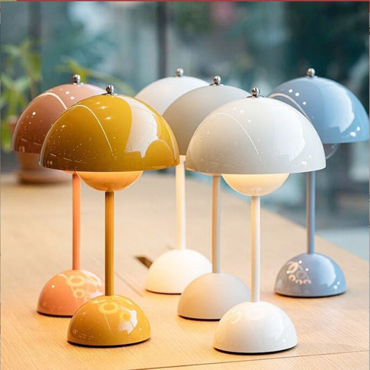 Mushroom Flower Bud Rechargeable LED Table Lamps Desk light for Bedroom Dining Touch Night Light Simple Modern Hoom Decoration acacuss